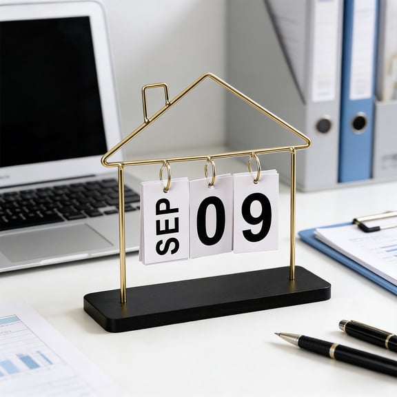 Calendar Ornament - Gold Metal Wall Decor, Reusable Yearly Calendar, Modern Farmhouse Style, Decorative Focal Point for Home Office