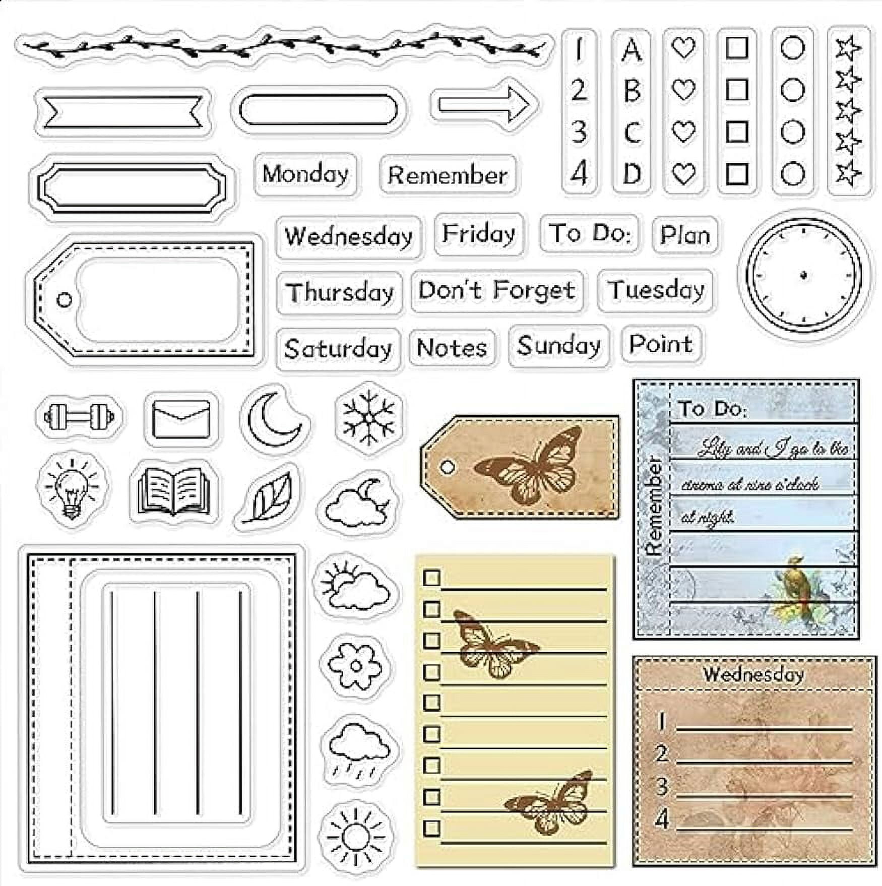 Calendar Planner Frame Clear Rubber Stamp Month Week Date Time ...