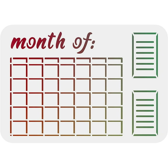 Calendar Stencils Decoration Template 11.6x8.3 inch Plastic Calendar Drawing Painting Stencils Rectangle Reusable Stencils