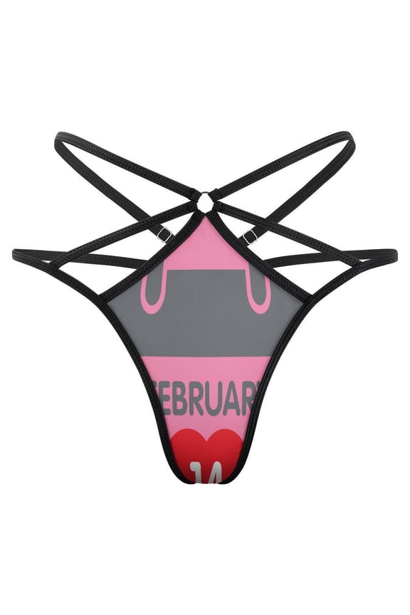 Calendar, Valentine's Day, February Open Type Women's Panties Crotch Opening G-strings Thongs Lingeries Underwear