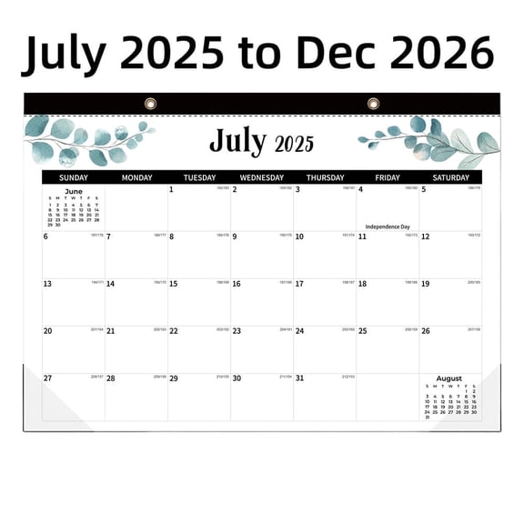 Youersen Calendar for Desk and Wall July 2025 to Dec 2026,18 Month Calendar for Home or Office, 17" x 12"