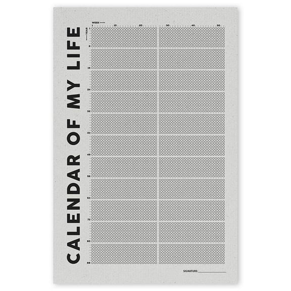 Calendar of My Life Poster, Lifetime Calendar, Life Calendar, Weeks Calendar Poster, Weeks by Weeks, Home Decor, Life Calendar in Weeks