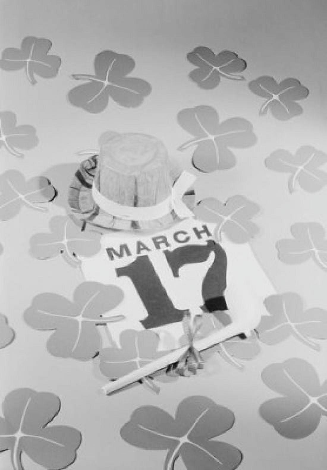 Calendar showing St Patricks Day with leprechaun hat and pipe Canvas Art - (24 x 36)