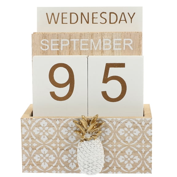 Reusable Wooden Perpetual Calendar Blocks for Kitchen and Office Desk, Tabletop Organizer, Stylish Desk Calendar Decor