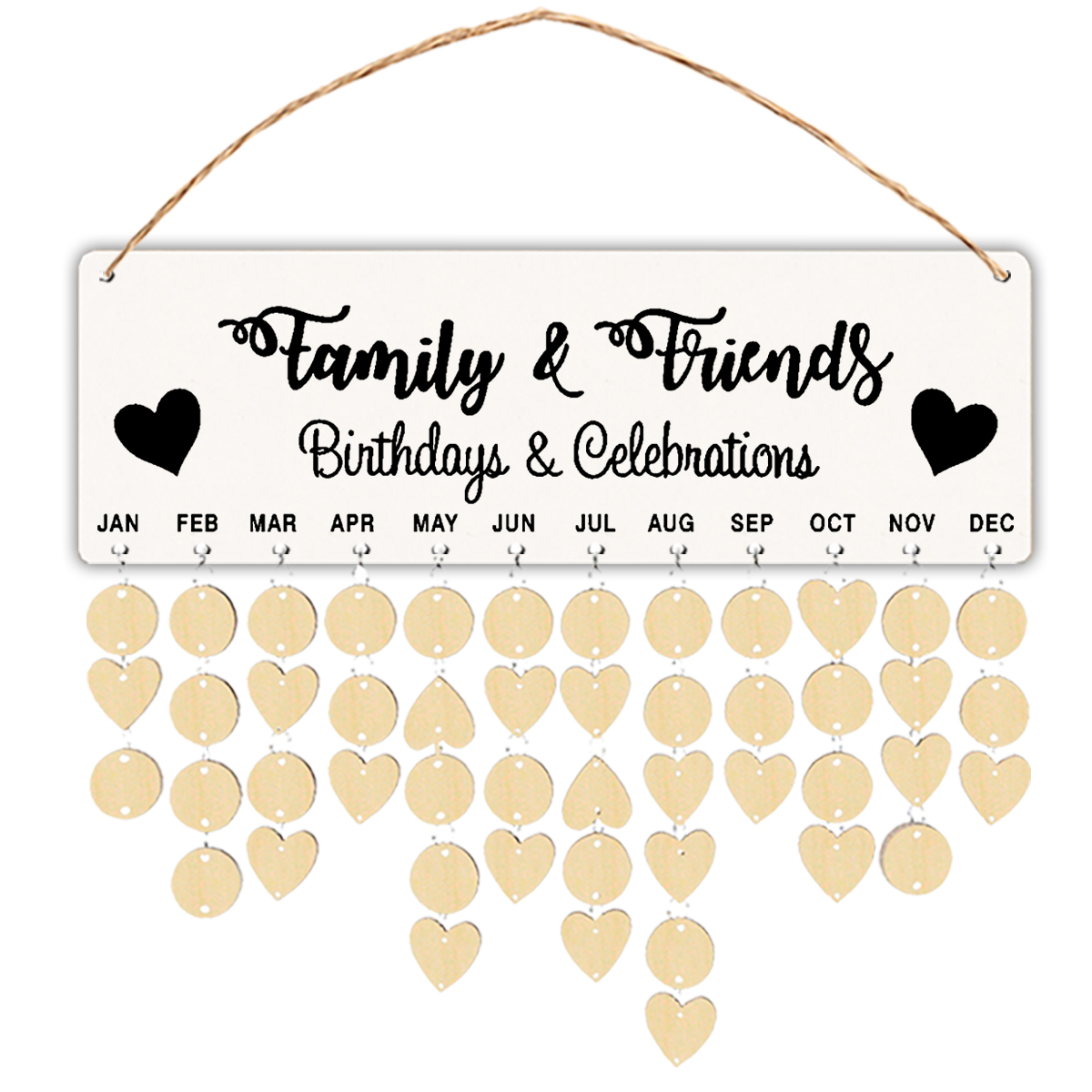 Calendars Family Birthday Board Birthday Calendar Reminder Wooden
