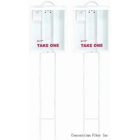 Calendars And More, Inc. Outdoor Real Estate Brochure Box, Attached Yard Stake, Holds 250 8.5 X 11 Documents And 60 Business Cards, Flyer Literature Marketing Stand (2 Pack - White)