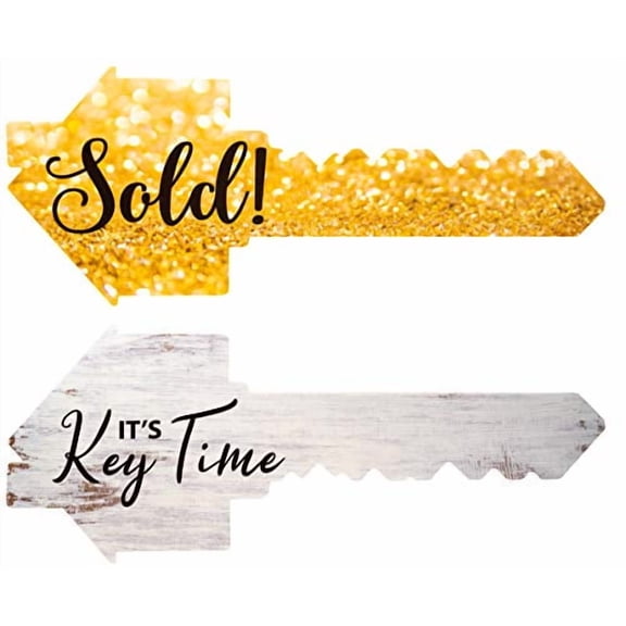 Calendars & More, Inc. Real Estate Social Media Testimonial Photo Prop Signs - Great for Instagram, Twitter & Facebook (2 Pack, Key - SoldKey Time and Key - Found The OneHome Sweet
