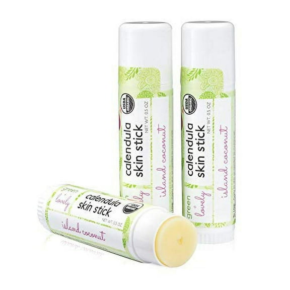 Calendula Skin Stick, Island Coconut. Moisture Stick. Organic Lotion Bar. Moisturizing Ointment Salve. Multipurpose Skin Cream - 0.5 oz. (2 tube set)