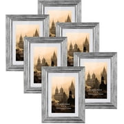 Calenzana  4x6 Picture Frame Set of 6, Gray Wall Photo Frames for Wall  and Tabletop Display