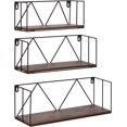 thumbnail image 1 of Calenzana Wall Shelves Rustic Set of 3, Black Metal Wire Floating Shelf Decor Organizer for Bedroom, Bathroom, Living Room, 1 of 7