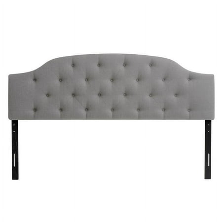 CorLiving - Calera Button Tufted Light Gray Fabric Headboard, King - Light Gray