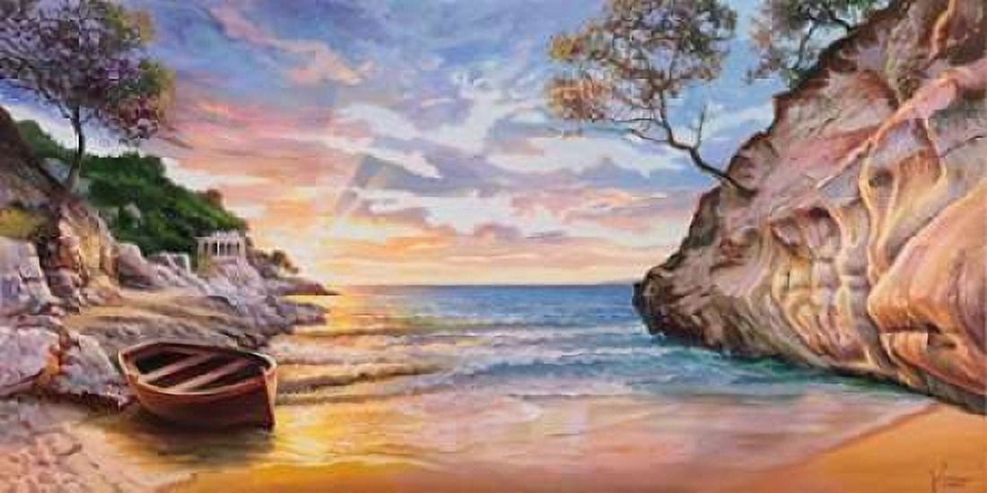 Caletta al tramonto Canvas Art - Adriano Galasso (10 x 20)