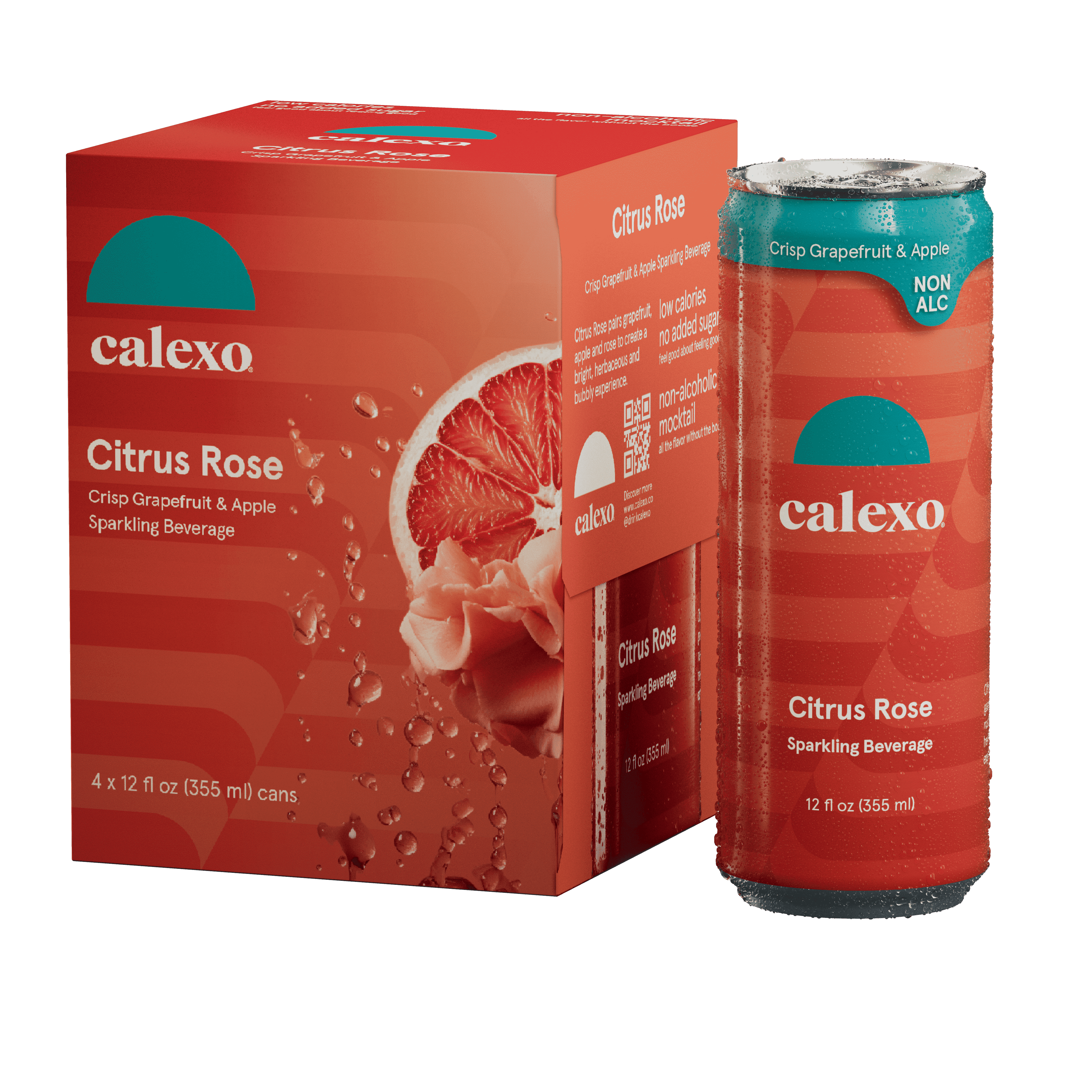 Calexo Citrus Rose Non-Alcoholic Cocktail, 4-Pack - 12 oz