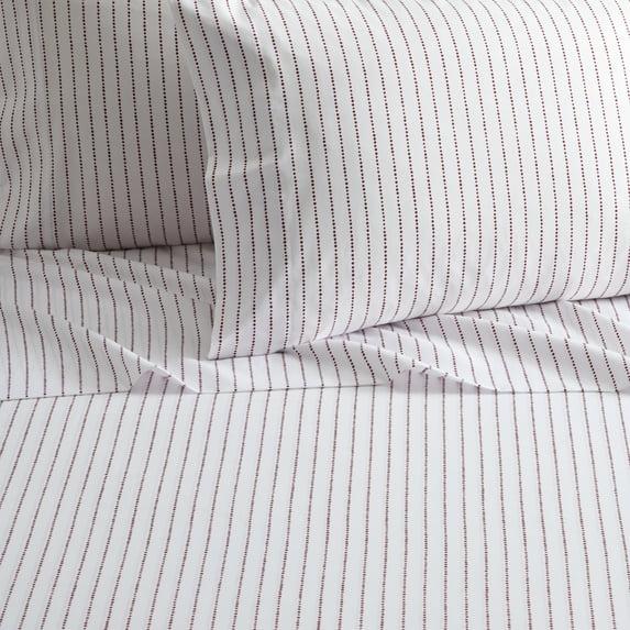 Caley 3 or 4 Piece Sheet Set Solid White With Dot Striped Pattern Print Design