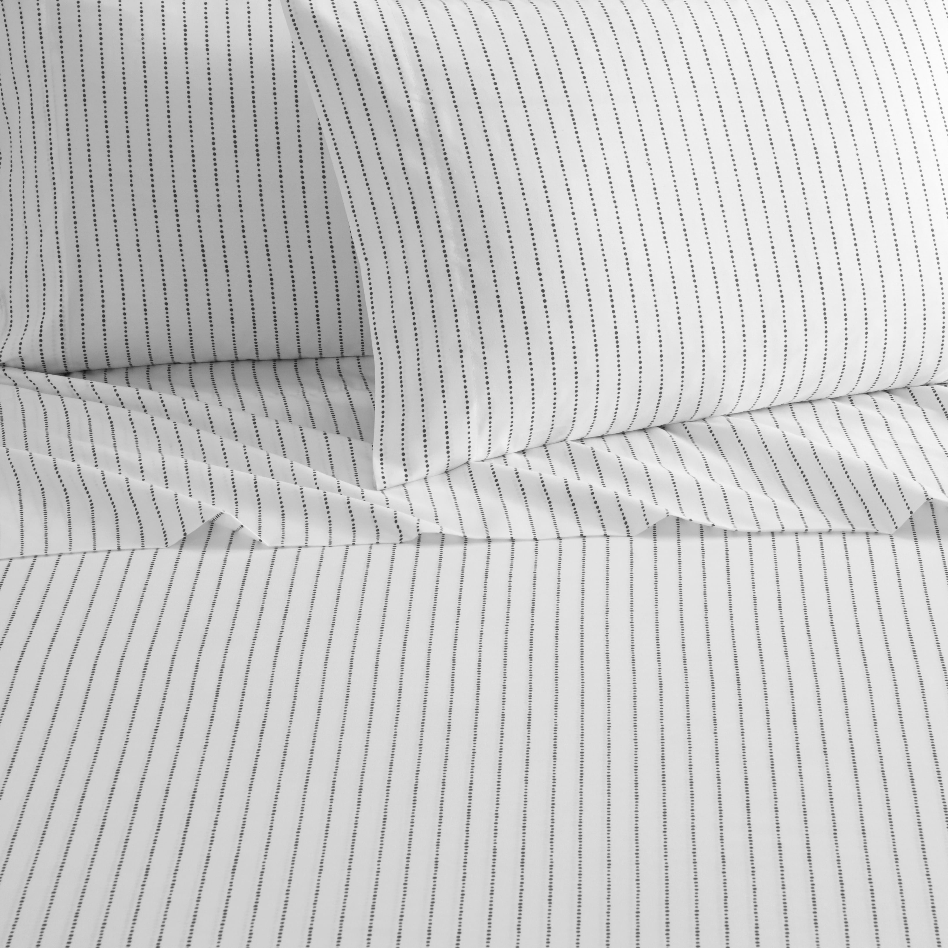 Caley 3 or 4 Piece Sheet Set Solid White With Dot Striped Pattern Print ...