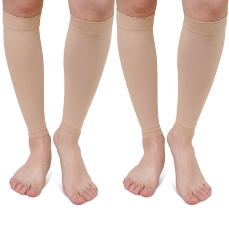 Calf Compression Sleeve for Men & Women – 2 Pairs AMITOFO Footless Leg Compression Sleeve with Graduated 20-30 mmHg Support for Shin Splints Pain Relief, Varicose Veins,S
