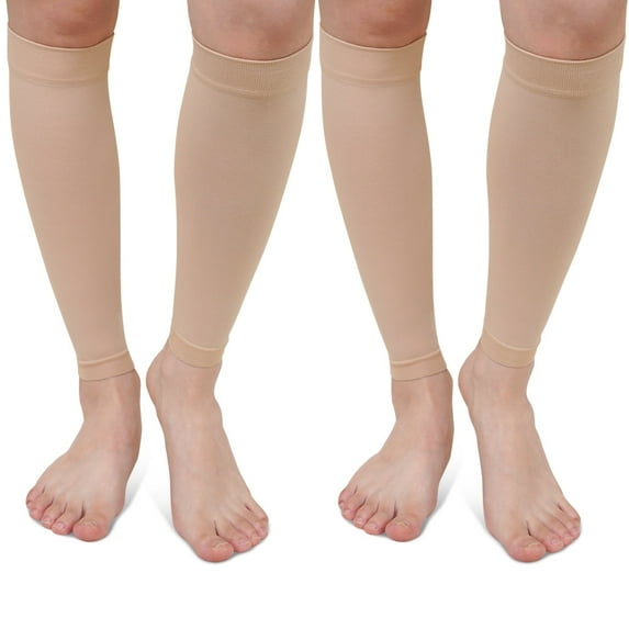 Calf Compression Sleeve for Men & Women – 2 Pairs AMITOFO Footless Leg Compression Sleeve with Graduated 20-30 mmHg Support for Shin Splints Pain Relief, Varicose Veins,S