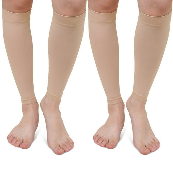 Calf Compression Sleeve for Men & Women – 2 Pairs AMITOFO Footless Leg Compression Sleeve with Graduated 20-30 mmHg Support for Shin Splints Pain Relief, Varicose Veins,M