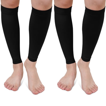 Calf Compression Sleeve for Men & Women – 2 Pairs AMITOFO Footless Leg Compression Sleeve with Graduated 20-30 mmHg Support for Shin Splints Pain Relief, Varicose Veins,S