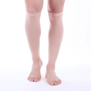 Calf Compression Sleeve for Women & Men, Footless 15-20 mmHg Support for Shin Splints, Varicose Veins, Nurses, Beige, Medium Size, 1 Pair