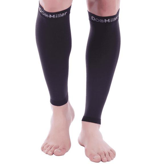 Calf Compression Sleeve for Women & Men, Footless 20-30 mmHg Support for Shin Splints, Varicose Veins, Nurses, Black, 2X-Large Size, 1 Pair