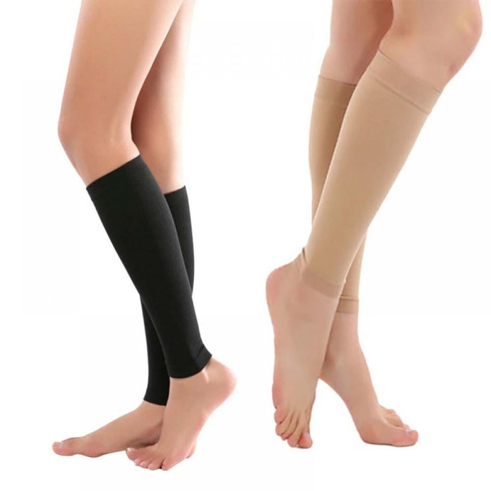 Run Forever Sports Calf Compression Sleeves (Pair) 20-30 MMHG Beige Size  Small 