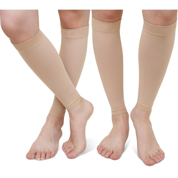 Compression Calf Sleeves for Men & Women, PUTUO 20-30 mmHg Circulation Compression Leg Sleeve, Best for Running, Athletics, Pregnancy, Travel and Daily, 2 Pairs