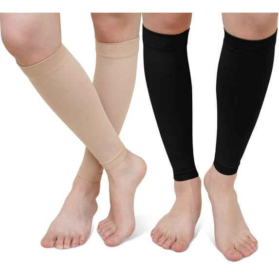Compression Calf Sleeves for Men & Women, PUTUO 20-30 mmHg Circulation Compression Leg Sleeve, Best for Running, Athletics, Pregnancy, Travel and Daily, 2 Pairs