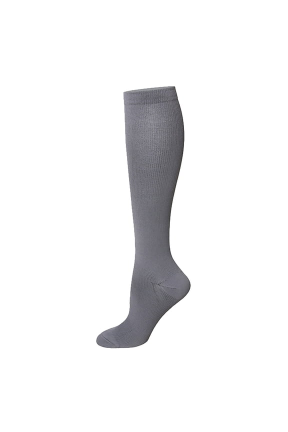Calf Compression Sports Socks, Mid Tube Pressure Hosiery, Leg Support Stockings, Elastic Comfortable Foot Wear for Outdoor Running Fitness Exercise Fatigue Relief Practical Socks,Grey,XL