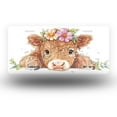 thumbnail image 1 of Calf with Floral Crown Peeking Front License Plate,Metal License Plate,Funny Standard Plates Personalized Novelty Decorative For Men/Women/Boys/Girls Car 6×12 Inch, 1 of 7