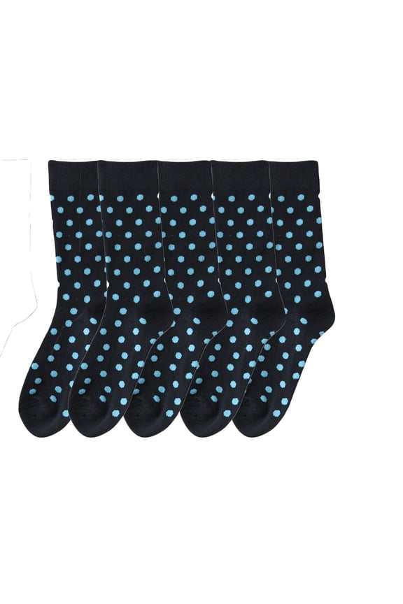 Calf Length Polka Dot Socks, Men for Shoes 6-12 Navy
