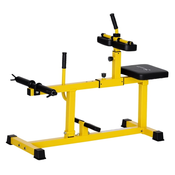 Calf Raise Machine, Adjustable Steel Seated Leg Extension, Gym Equipment - Yellow