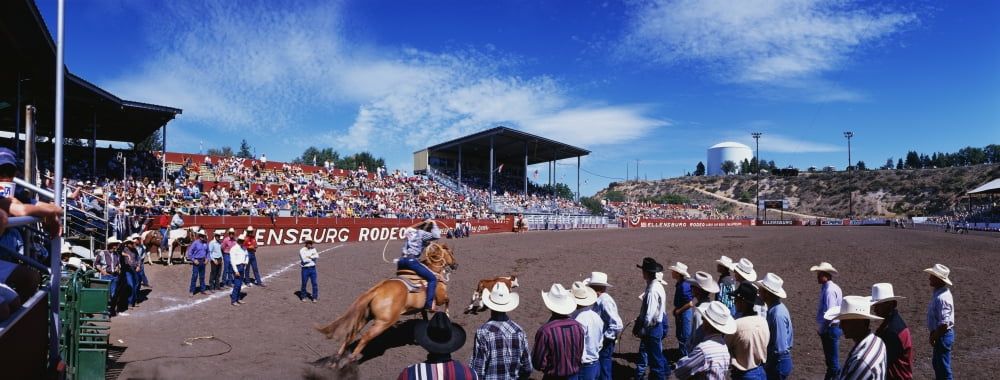 Calf Roping Event At Ellensburg Rodeo Washington State USA Canvas Art - Panoramic Images (36 x 12)