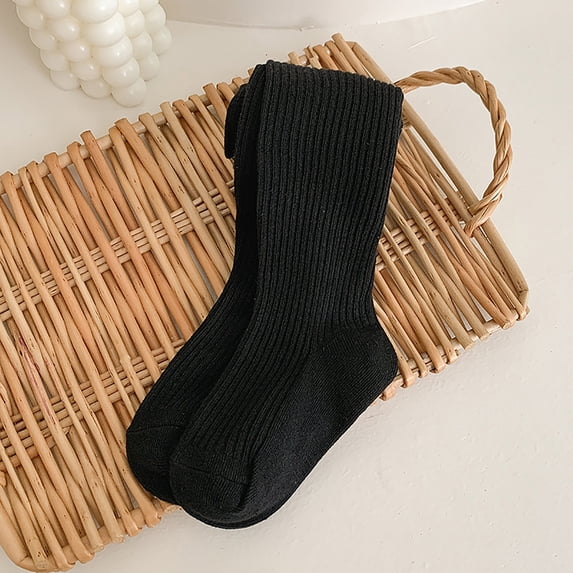 Over the Calf Socks for Boy Girl's Tights Winter Elastic Warm Pantyhose Children's Bottom Socks and Pant (3-8 Years Old) Christmas Slipper Socks Boys Black L
