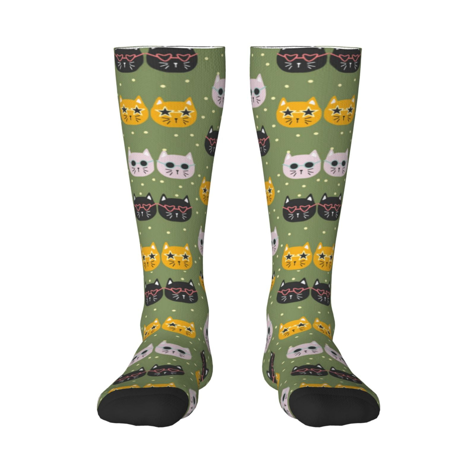 Calf Socks for Men Women, Funny Cat Face Knee High Socks, Athletic