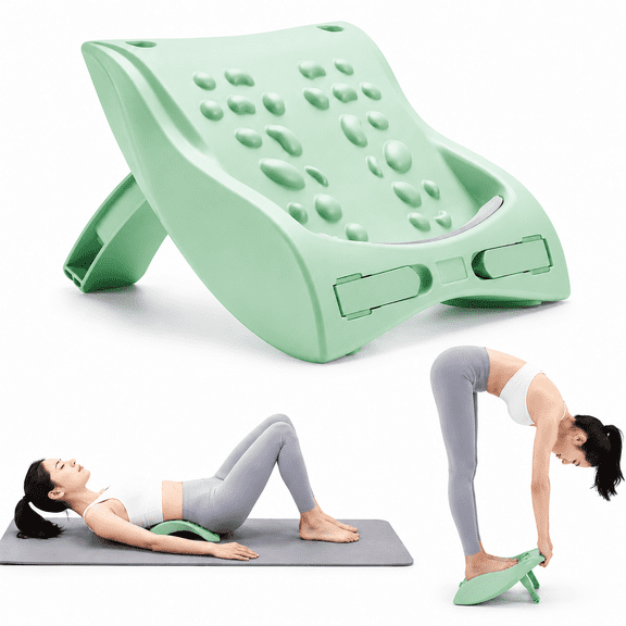 Calf Stretch Board & Back Stretcher, 4-in-1 Adjustable Slant Board with Lumbar Support and Foot Rest, Multi-Angle Stretching Board for Home Workout, Flexibility and Muscle Relaxation