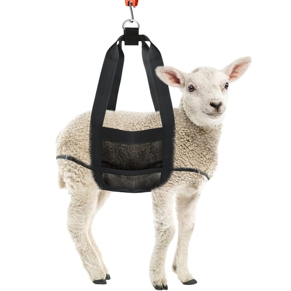 Calf Weight Sling with Metal D-Rings, Heavy-Duty Nylon PVC Mesh Weighing Sling for Livestock, Dogs, Cats, and Small Animals