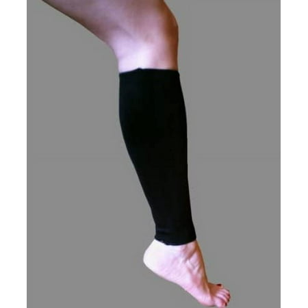 Calf and Shin Sleeve -Graduated Compression -Cool Elastic (Large Black)