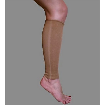 Calf and Shin Sleeve -Graduated Compression -Cool Elastic (Small beige)