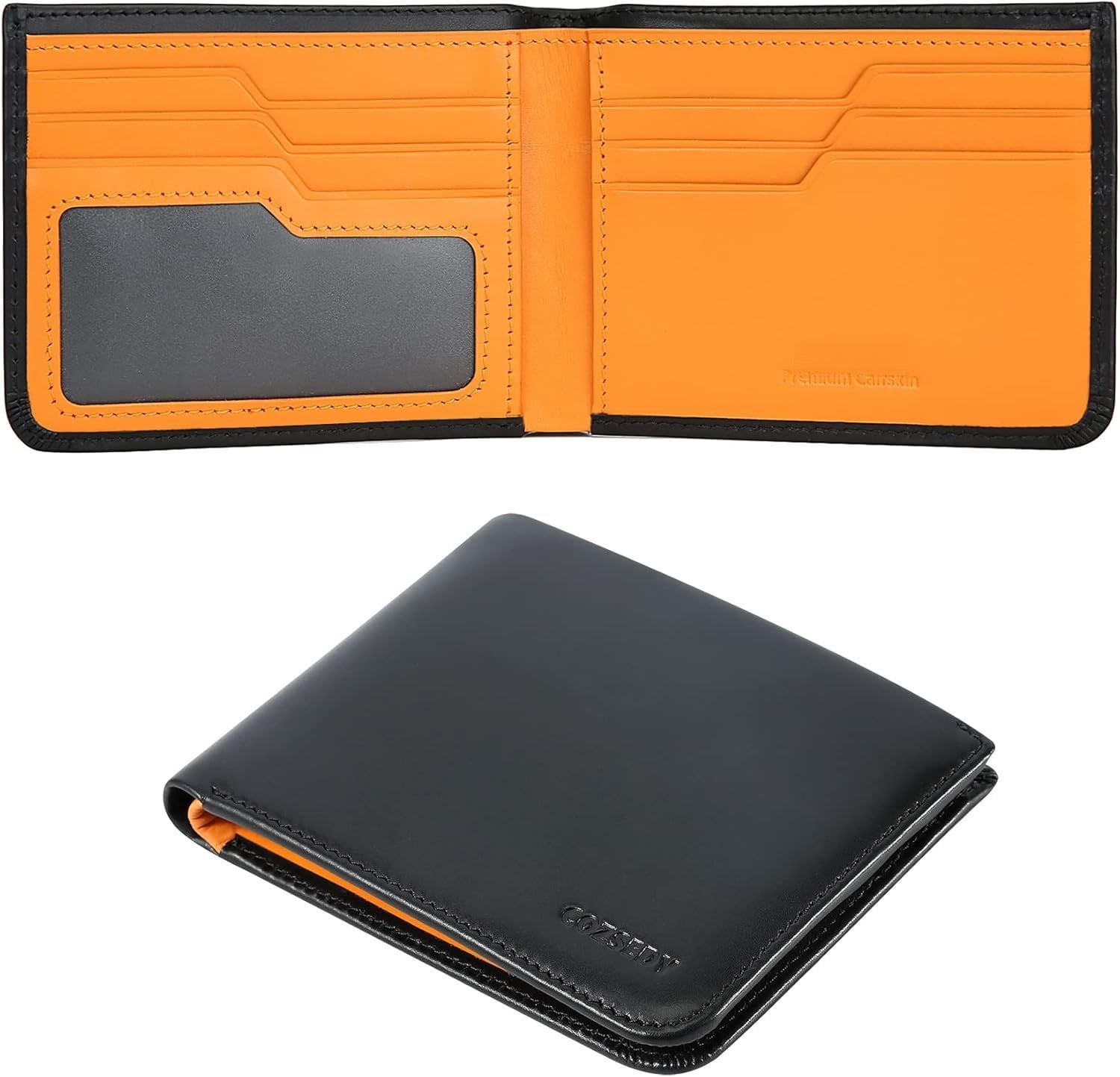 Calfskin Slim Wallets For Men RFID Blocking Leather Minimalist Front ...