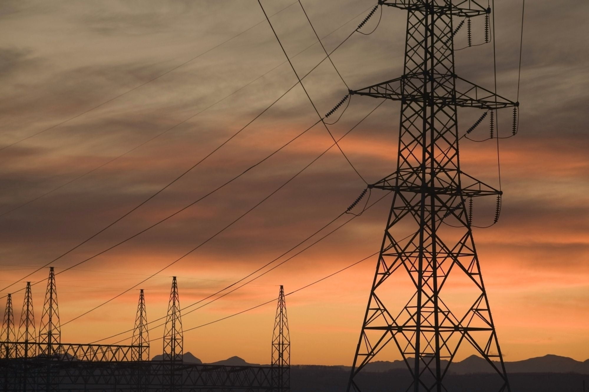 Calgary Alberta Canada Electricity Towers And Wires At Sunset Canvas Art - Michael Interisano Design Pics (38 x 24)