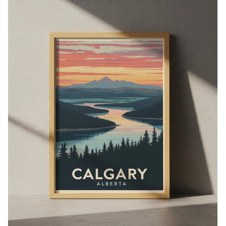 Calgary Alberta Travel Poster, Retro Minimalist Art Print, Unframed Paper Poster 8x10in