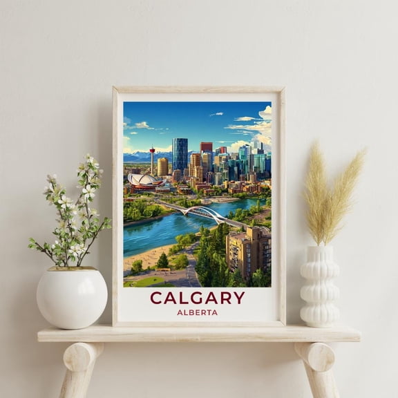 Calgary Alberta Vintage Style Travel Poster Scenic Canada Wall Art, Poster Home Decor, Poster Only