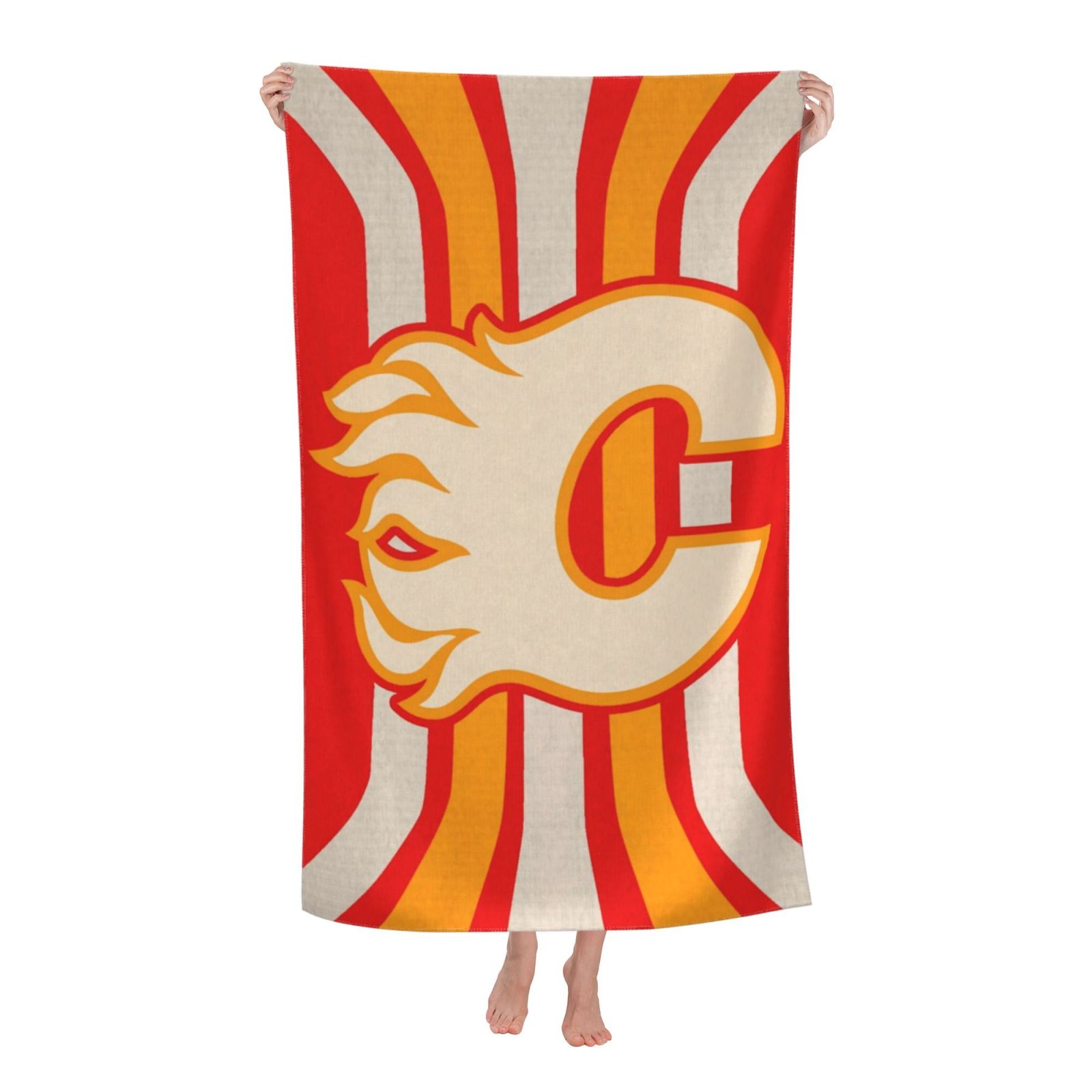 Calgary Flames 1 Pack Microfiber Beach Towel, Lightweight, 52 X 32