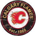 thumbnail image 1 of Calgary Flames 24'' x 24'' Distressed Round Sign, 1 of 1