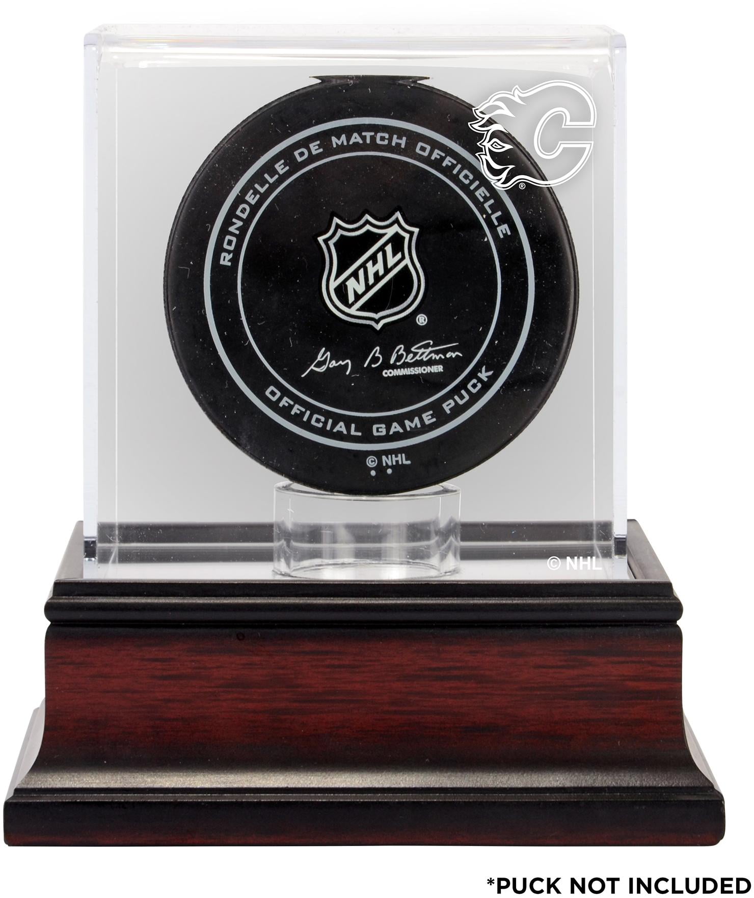 Calgary Flames Mahogany Hockey Puck Logo Display Case