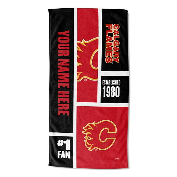 Calgary Flames NHL Colorblock Personalized Beach Towel, 30" x 60"