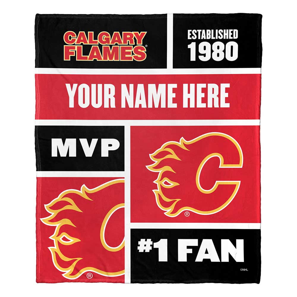 Calgary Flames NHL Colorblock Personalized Silk Touch Throw Blanket, 50" X 60"