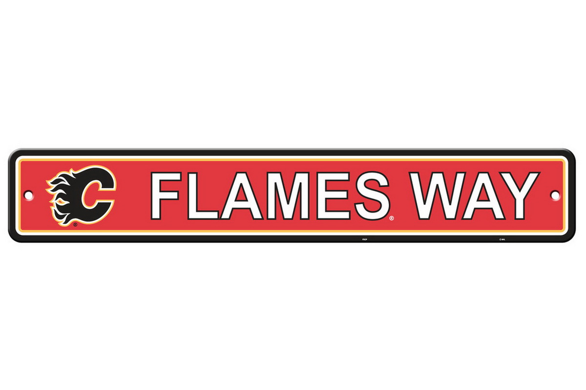 Calgary Flames Sign 4x24 Plastic Street Style CO Fremont Die