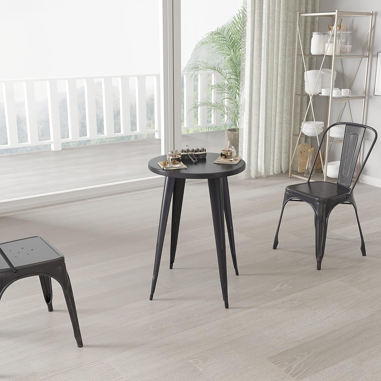 Calgary IndoorOutdoor Dining Table Blue Powder Coated Finish 24